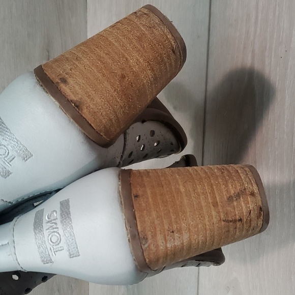 Toms Women Majorka Ankle Leather Peep Open Toe Heels boots shoes sz 8.5 - Picture 6 of 14